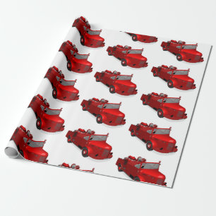 Cute Red Vintage Fire Truck Wrapping Paper