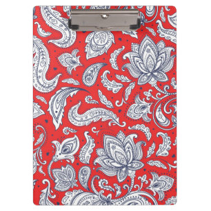 Cute red vintage flowers patterns clipboard