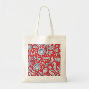 Cute red vintage flowers patterns tote bag
