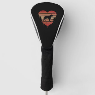 Cute Red Vintage Heart Pitbulls Valentine Day Golf Head Cover