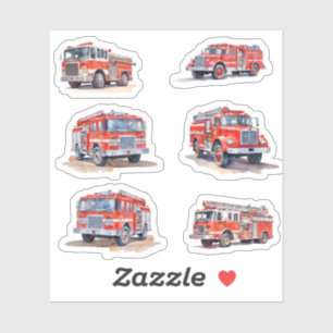 Cute Red Watercolor Firetruck Engine pack      
