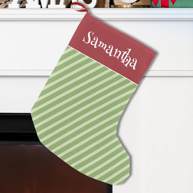 Cute Red Whimsical Simple Minimal Holiday Striped  Small Christmas Stocking (Available in 3 sizes. 100% polyester.)