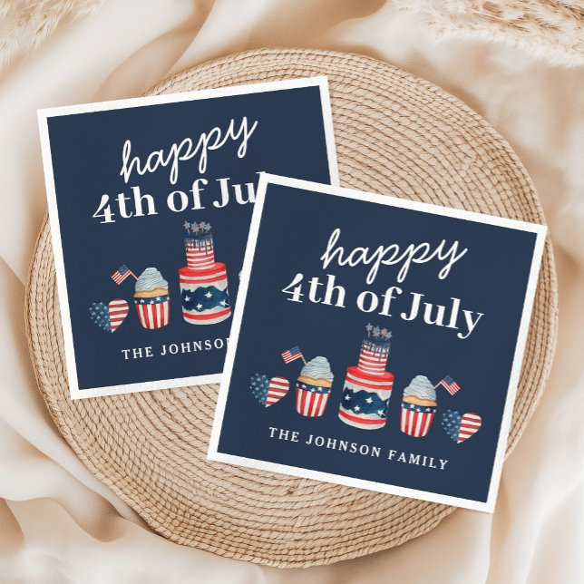 Cute Red White And Blue 4th Of July Party Napkin (Cute Red White And Blue 4th Of July Party Napkins)