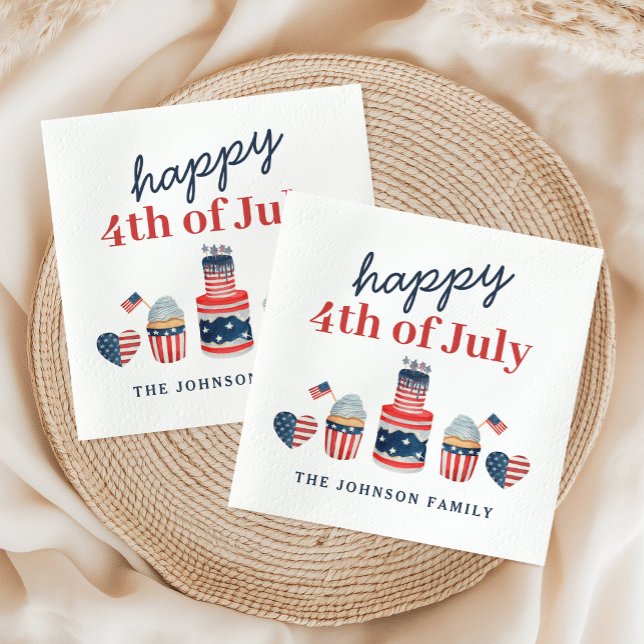 Cute Red White And Blue 4th Of July Party Napkin (Cute Red White And Blue 4th Of July Party Napkins)