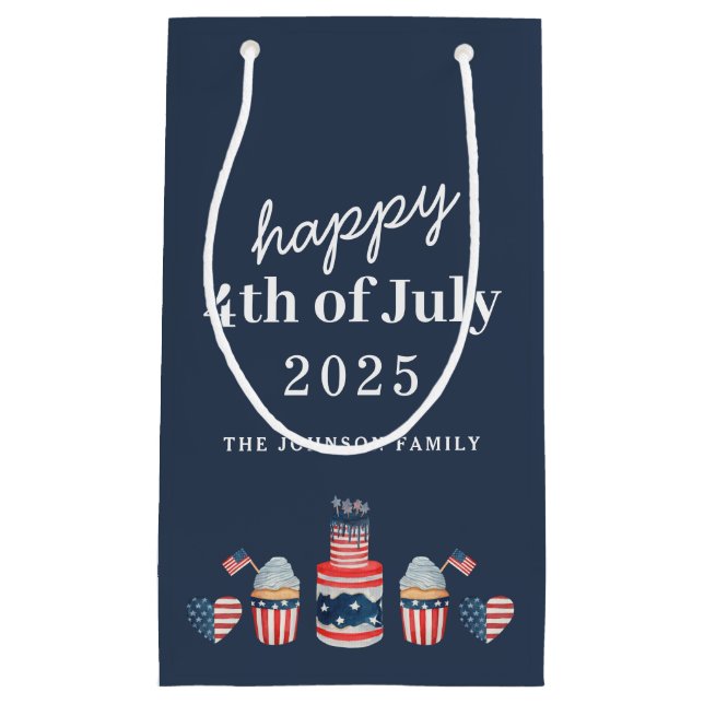 Cute Red White And Blue 4th Of July Party Small Gift Bag (Front)
