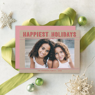 Cute Red & White Baker's Twine Holiday Photo Card