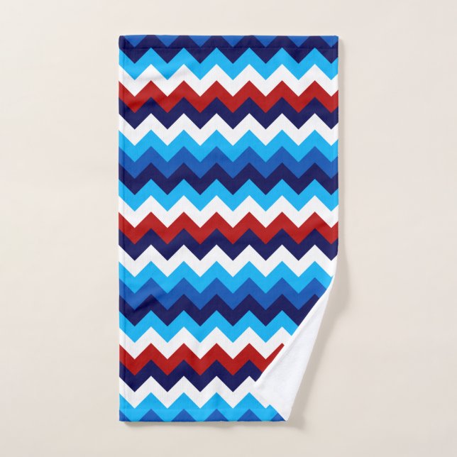 Cute Red White Blue Chevrons Hand Towel (Hand Towel)