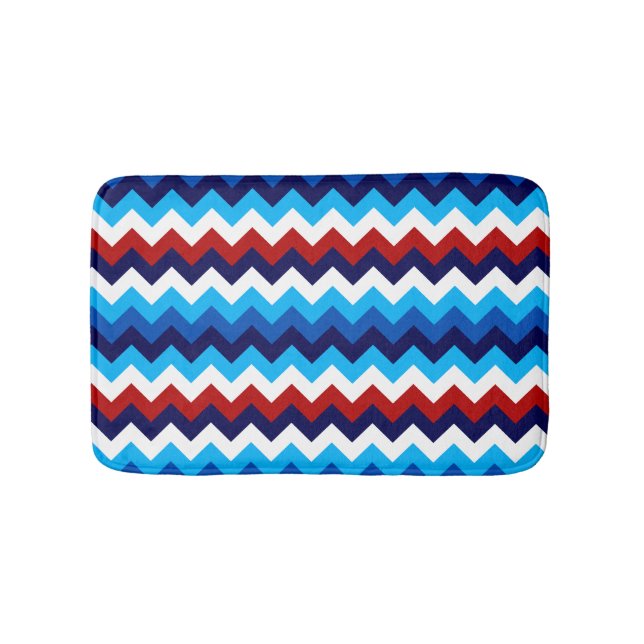 Cute Red White Blue Chevrons Small Bath Mat (Front)