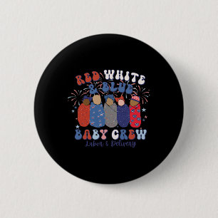 Cute Red White Blue Labour And Delivery Nurse 4th  6 Cm Round Badge