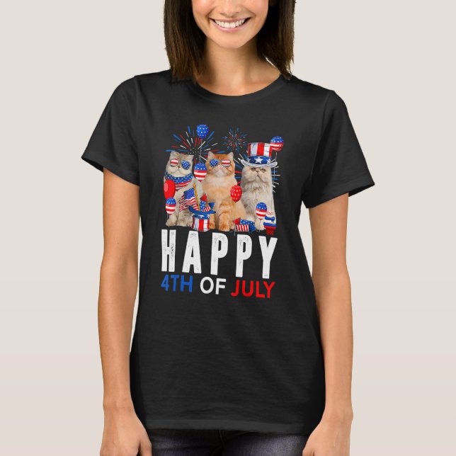 Cute Red White Blue Persian Cat Patriotic Happy 4t T-Shirt (Front)