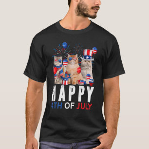 Cute Red White Blue Persian Cat Patriotic Happy 4t T-Shirt