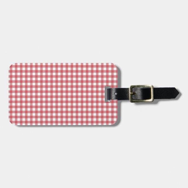 Cute Red White Checks Luggage Tag (Front Horizontal)