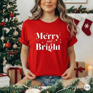 Cute Red White Christmas Merry and Bright T-Shirt