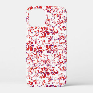 Cute red white floral pattern iPhone 12 mini case