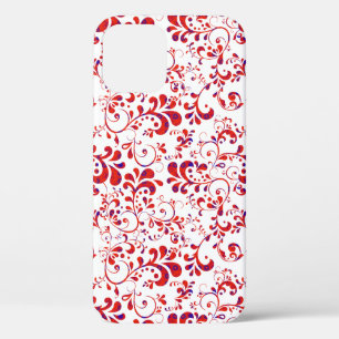 Cute red white floral pattern iPhone 12 case