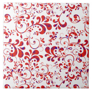 Cute red white floral pattern tile