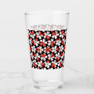 Cute red white flowers patterns glass