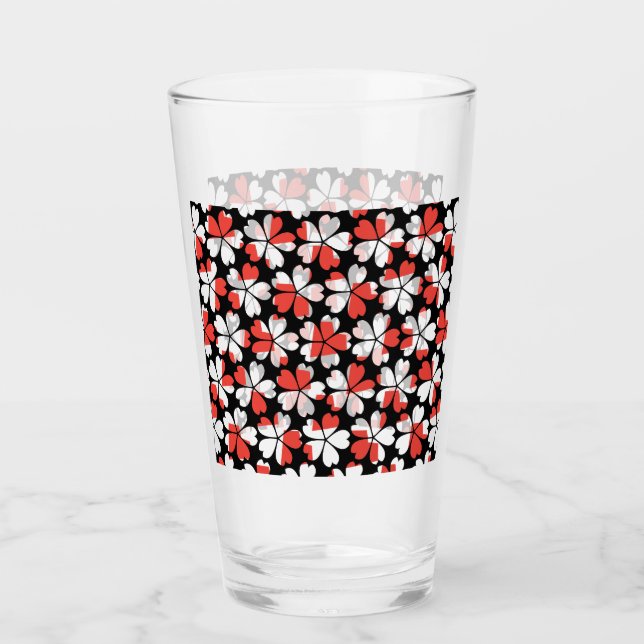 Cute red white flowers patterns glass (Front)