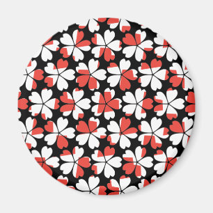 Cute red white flowers patterns magnet