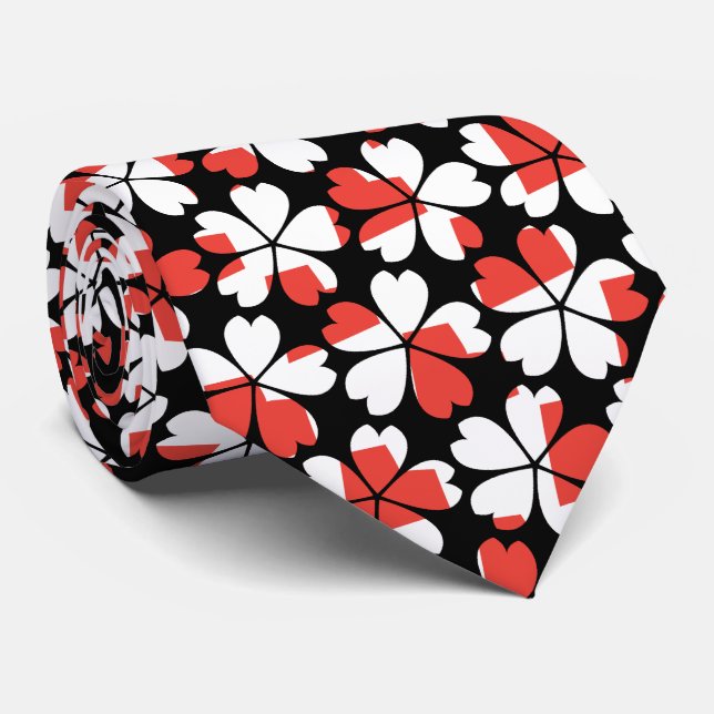 Cute red white flowers patterns tie (Rolled)
