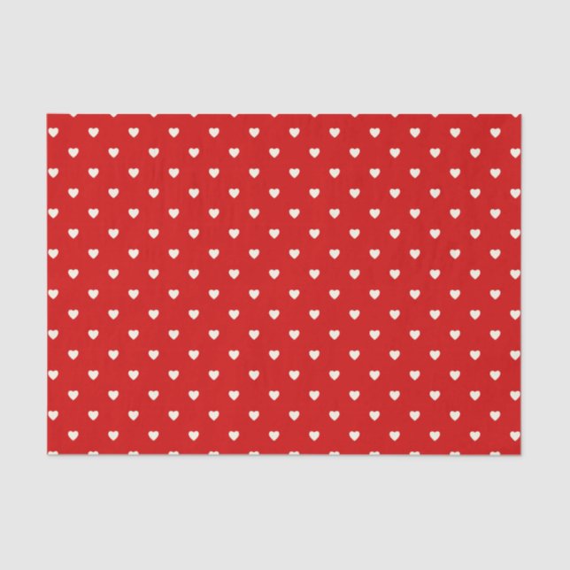 Cute Red White Heart Polka Dots Valentines Day Tissue Paper (Front)