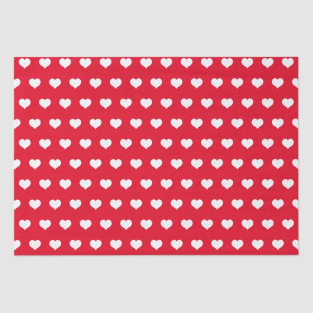 Cute Red White Heart Valentines Day Pattern Love Tissue Paper (Front)
