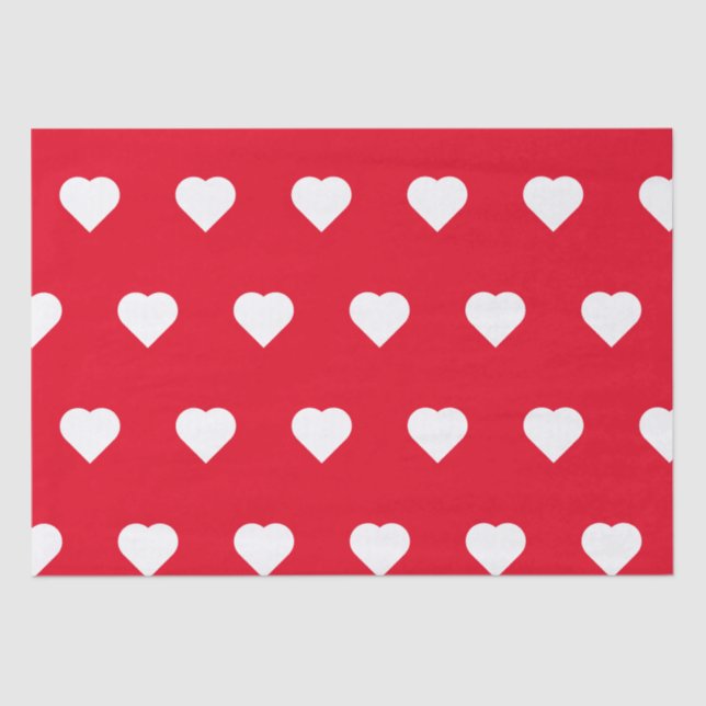 Cute Red White Heart Valentines Day Pattern Love Tissue Paper (Front)