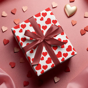 Cute Red & White Heart Valentines Wrapping Paper Sheet