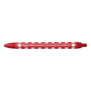 Cute red white hearts Valentine's Day classroom Black Ink Pen