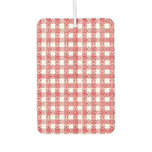 Cute red white lace plaid vintage farmhouse heart car air freshener