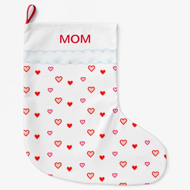 Cute Red & White Mum Christmas Stocking (Front)