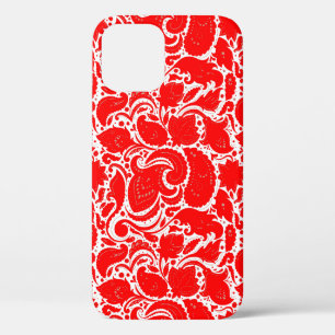 Cute red white paisley pattern iPhone 12 case