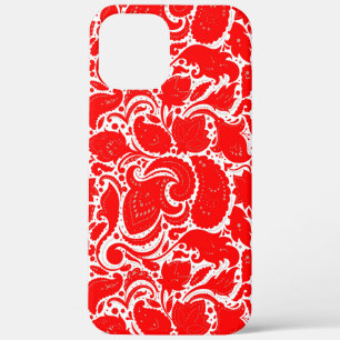 Cute red white paisley pattern iPhone 12 pro max case