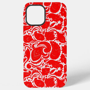 Cute red white paisley pattern iPhone 12 pro max case