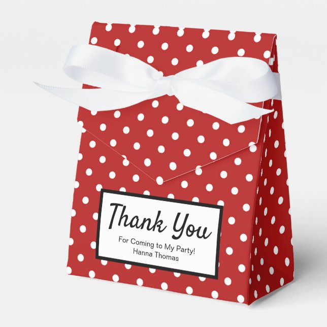  Cute Red White Polka Dot Birthday Party Favour Bo Box (Front Side)
