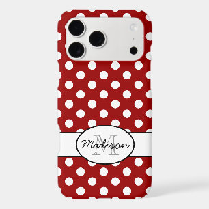 Cute Red White polka dots retro pattern Monogram