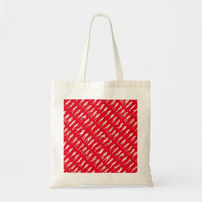 Cute red white silhouette fashion girls tote bag (Front)