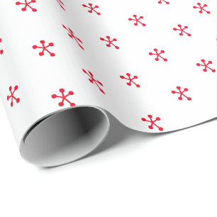 Cute red white stars snowflakes pattern  wrapping paper