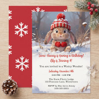 Cute Red Winter Some Bunny Girls 4th Birthday