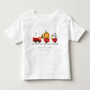 Cute Red Woodland Animal Train Any Age Birthday Toddler T-Shirt