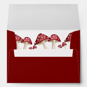Cute Red Woodland Mushroom Return Address Envelope