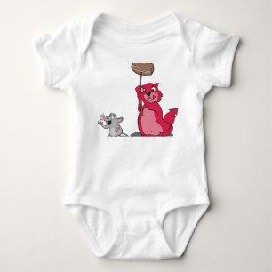 Cute Red Working Beaver Baby Bodysuit - Artistic