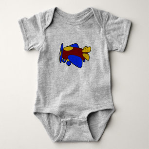 Cute Red Yellow Blue Aeroplane Cartoon for Kids Baby Bodysuit