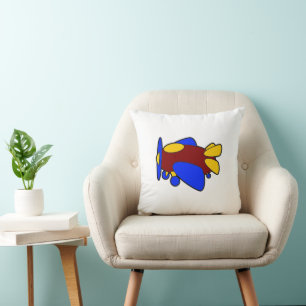 Cute Red Yellow Blue Aeroplane Cartoon for Kids Cushion