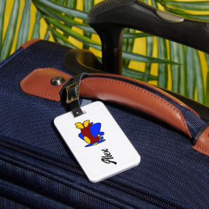 Cute Red Yellow Blue Aeroplane Cartoon for Kids Luggage Tag