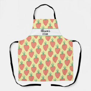 Cute Red & Yellow 🍓 Watercolor Strawberries Apron