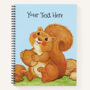 Cute Reddish Brown Squirrel in Grass Nuts Acorns Notebook