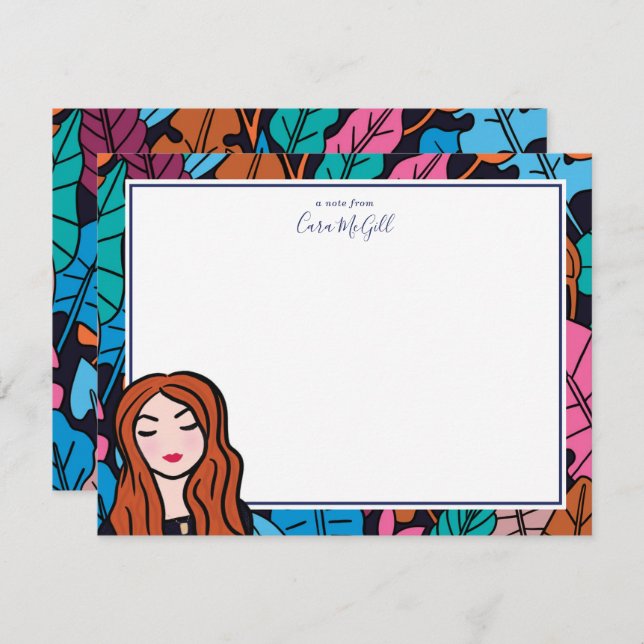 Cute Redhead Light Skin Tone Stationery Card (Front/Back)