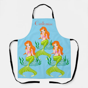 Cute Redheaded Mermaid Thunder_Cove  Apron