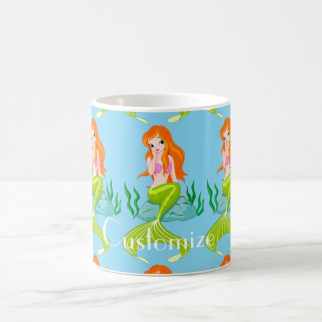 Cute Redheaded Mermaid Thunder_Cove  Coffee Mug (Center)